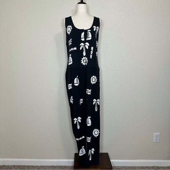 Natural Elements Black Tropical Sleeveless Jumpsuit - Picture 2 of 13